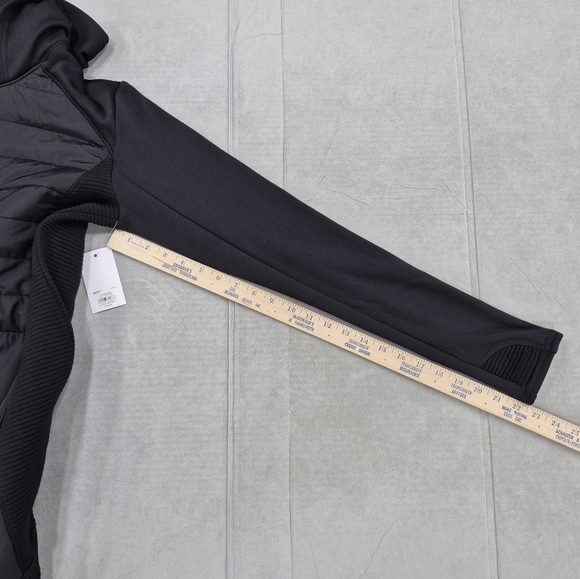 Tek Gear Long Jacket women's medium black Mixed-Media fitted hooded furry lining - Picture 9 of 16